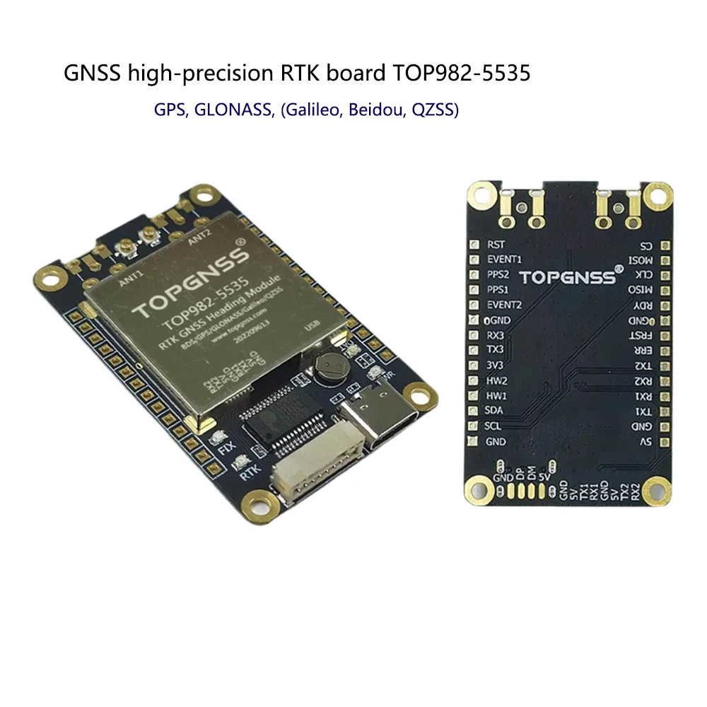 Módulo GPS TOP982-5535 RTK GNSS Módulo de cabeçalho de alta precisão TOPGNSS L1 L2 L5 RTK com duas antenas de frequência total