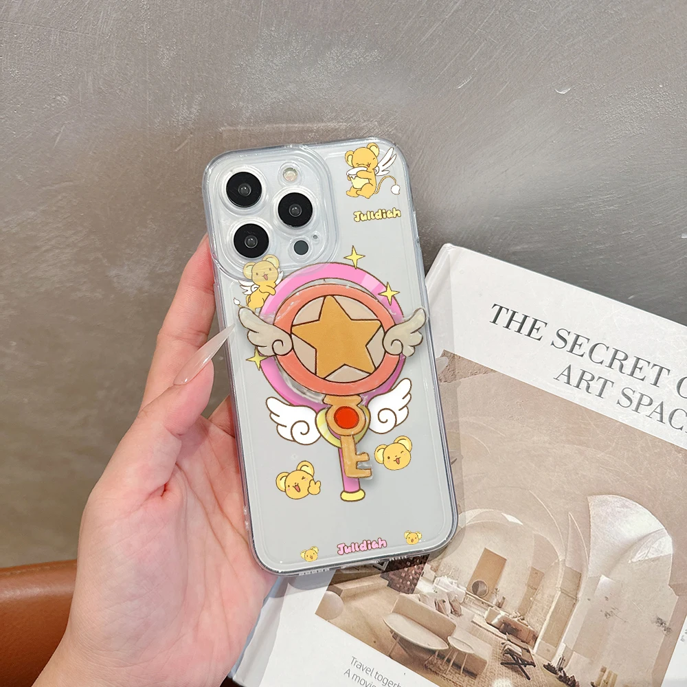 Kawaii Cardcaptor Sakura Bracket Phone Case For OPPO Reno 12F 12 7 11 11F 10 2F 4 8 8T 8Z 7Z 7 6Z 6 5 Pro Plus 4G 5G Clear Cover