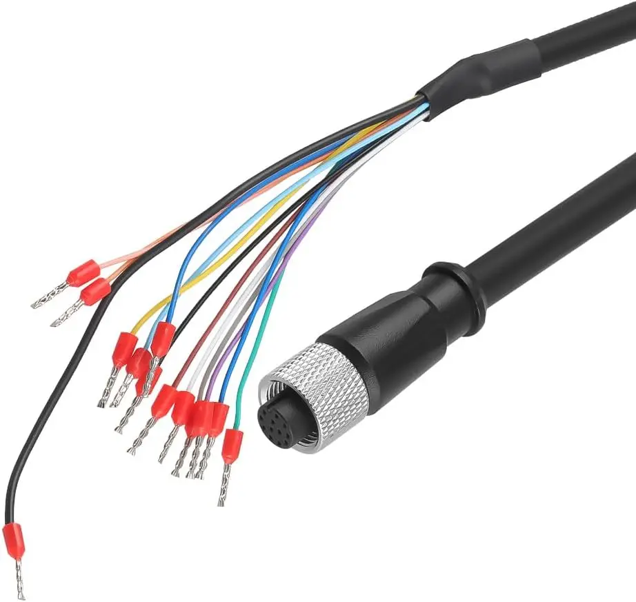 M12 A-Code 12-Pin Female to Open Wire Terminal Power IO Cable for Keyence OP Industrial Cameras Interface Integrated 6.56ft