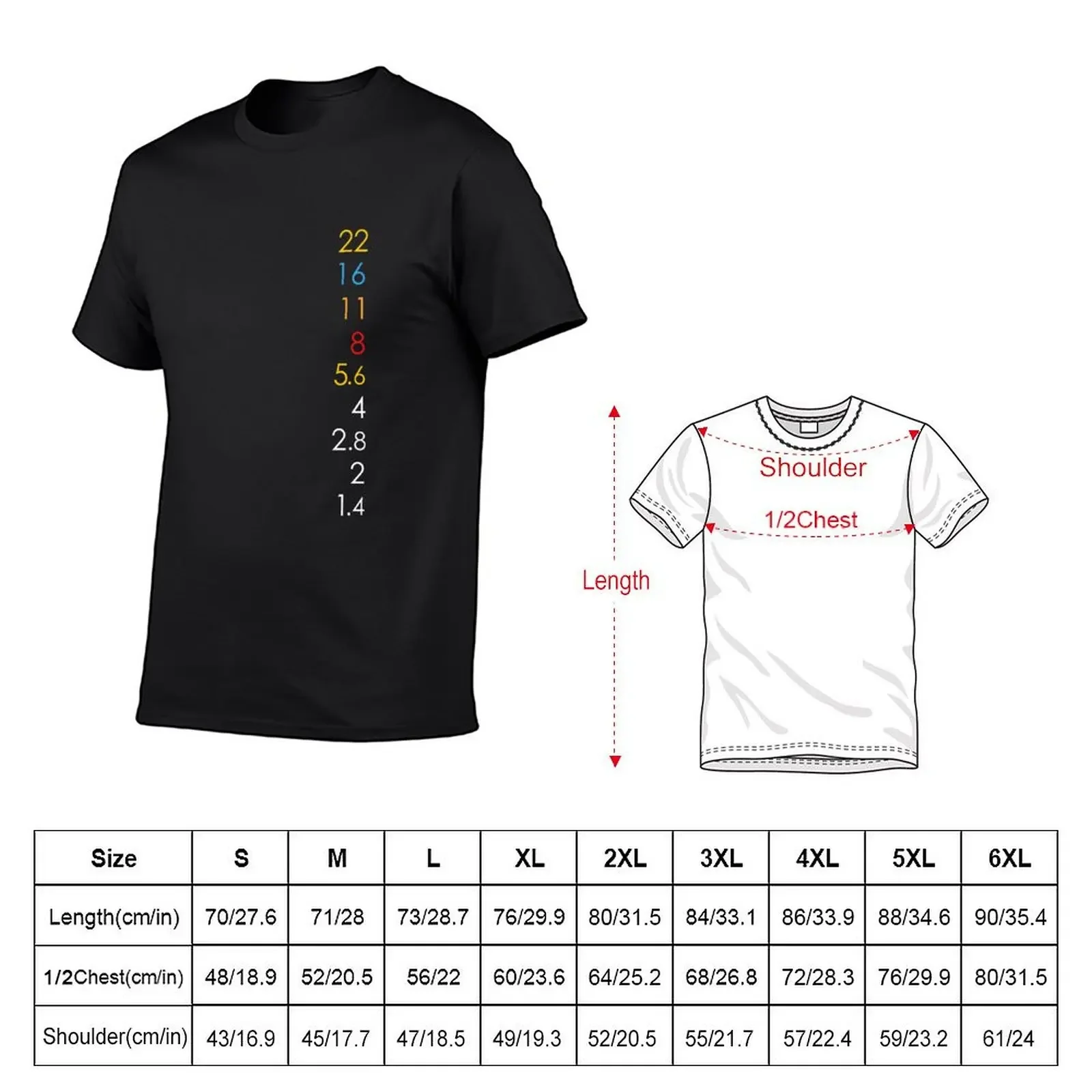 Aperture Values T-Shirt essential t shirt summer tops oversizeds t shirts for men cotton