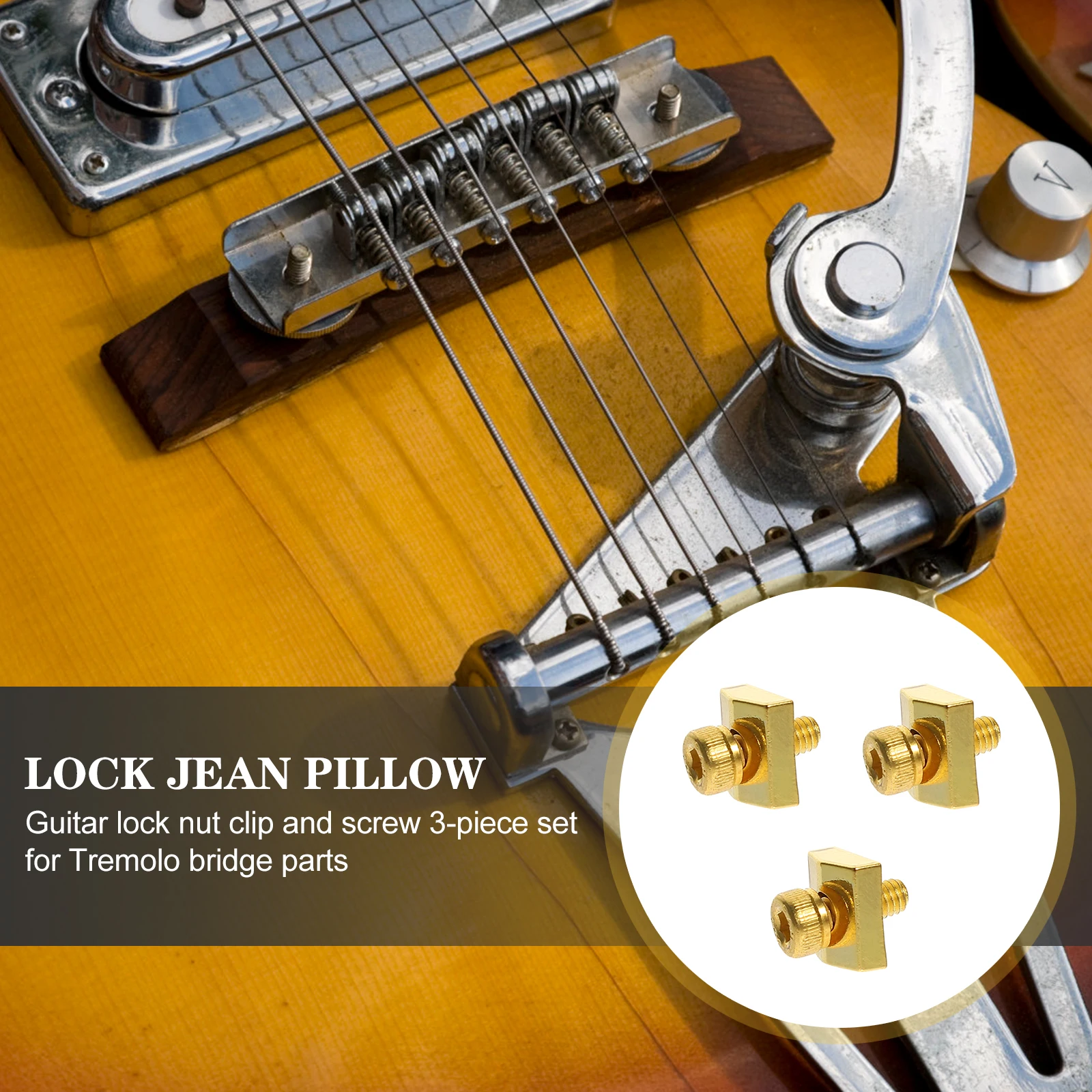 

Electric Guitar String Locker Neck Plate Locking Nut Wall-mounted Accessories Hardware Bridge Golden