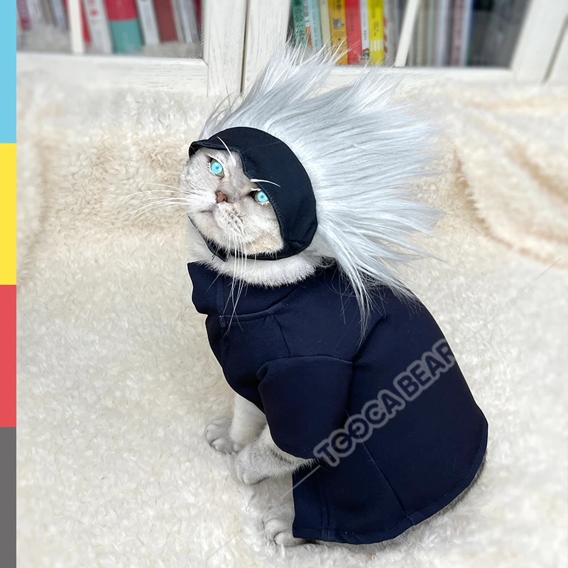 Satoru Gojo Cat Uniform Cosplay Costume Anime Jujutsu Kaisen for Cats Dog Pet Puppy Kitten Halloween Party Clothes Make Up