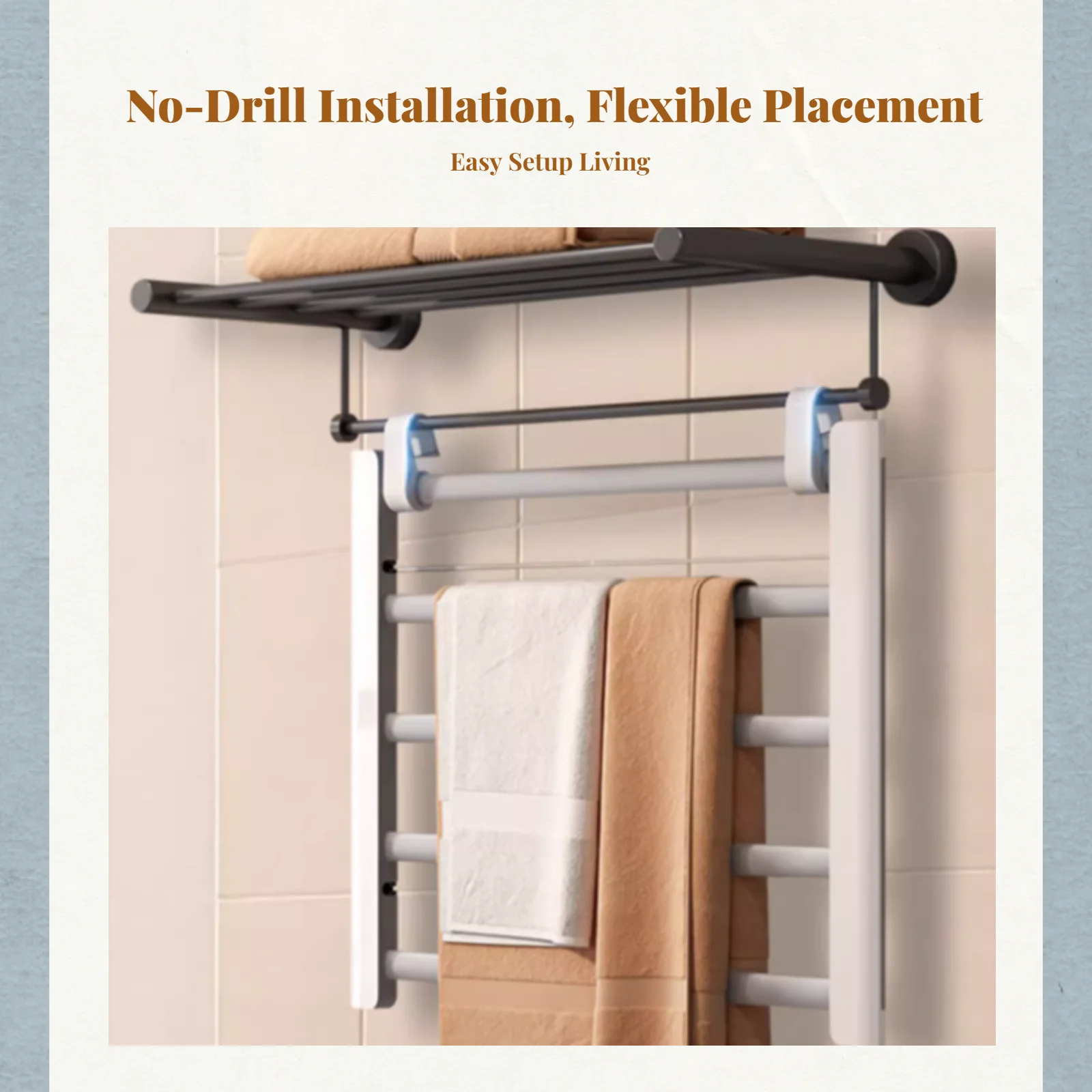 Elektrischer Handtuchwärmer, Aluminium, Badezimmer, Smart