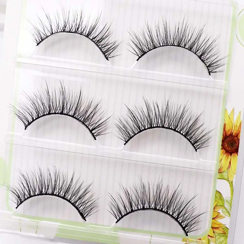 Longue durée cils épais fausse Fiber outil de maquillage des yeux grands yeux cils Faux cils croix Faux cils Extension de cils