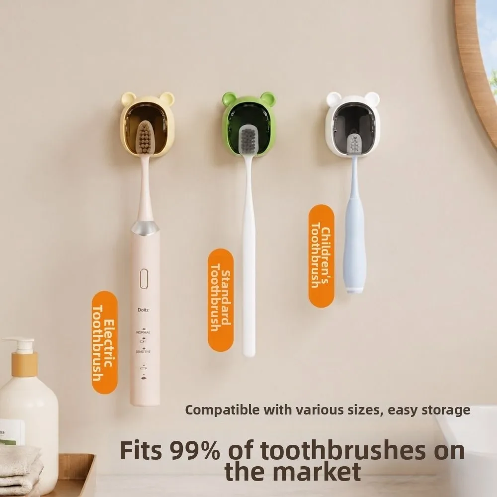 New Dustproof Toothbrush Holder Flip-top Wall Mounted Toothbrush Rack Toothbrush Storage Box