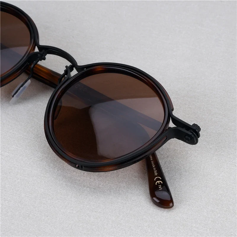 Limited Fashion Vintage TAVA-T UV400 Polarized Sunglasses SC017 Alloy-Acetate Frame Retro Round Pilot Type AAA+ Original Quality