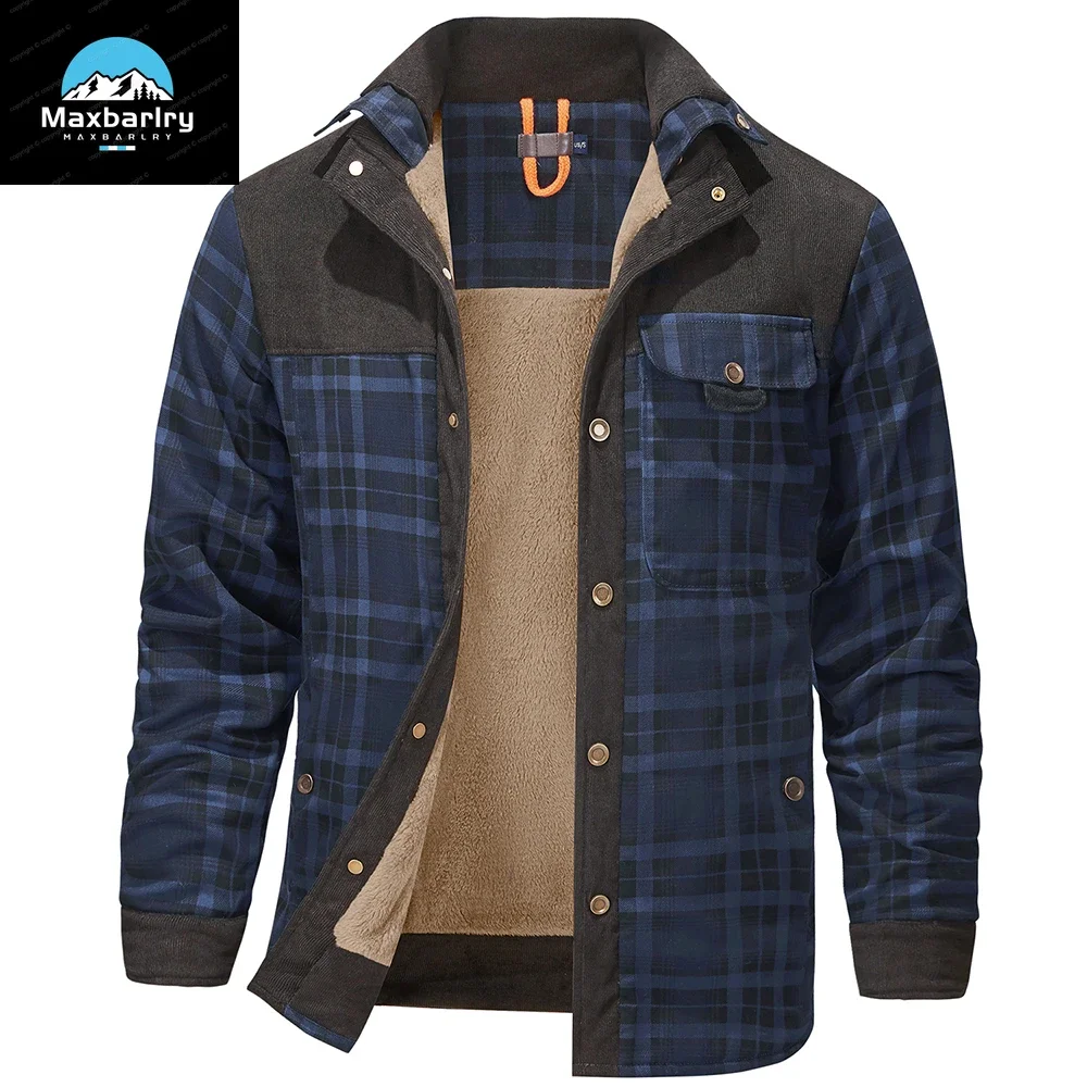 

Jackets For Men Plaid Single Breasted Casual Shirt Coat With Thickened And Slim Fitting Office Men's Clothing Winter New Style