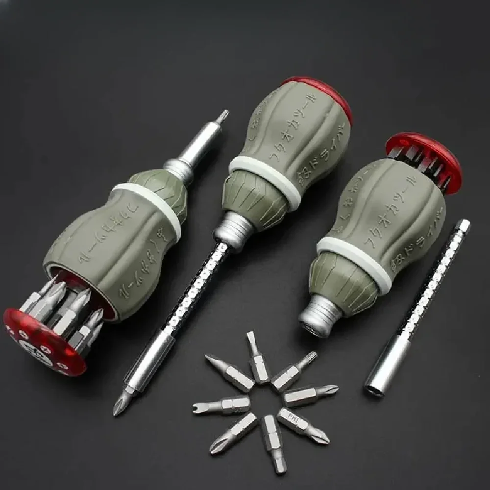 Portable Multi Functional Ratchet Screwdriver Set Telescopic Drill Bit Cross Shaped Screwdriver Ultra Short Screwdriver