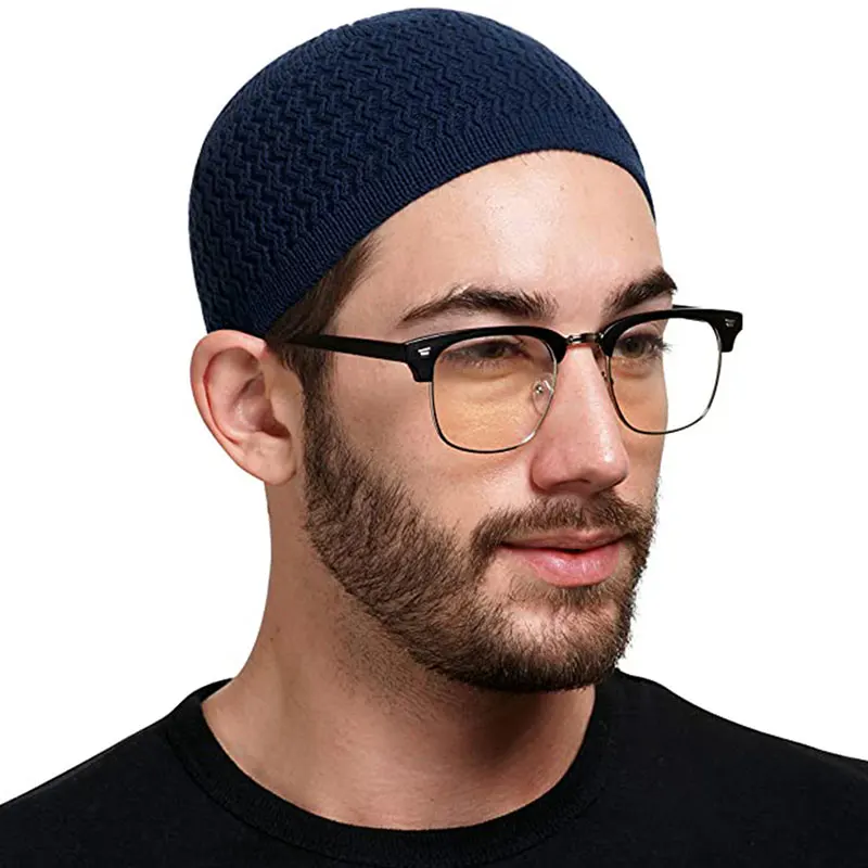 

Autumn Winter Warm Male Beanie Cap Knitted Muslim Men Prayer Hats Islamic Ramadan Kippah Arab Caps Homme Hat Men's Wrap Head Cap