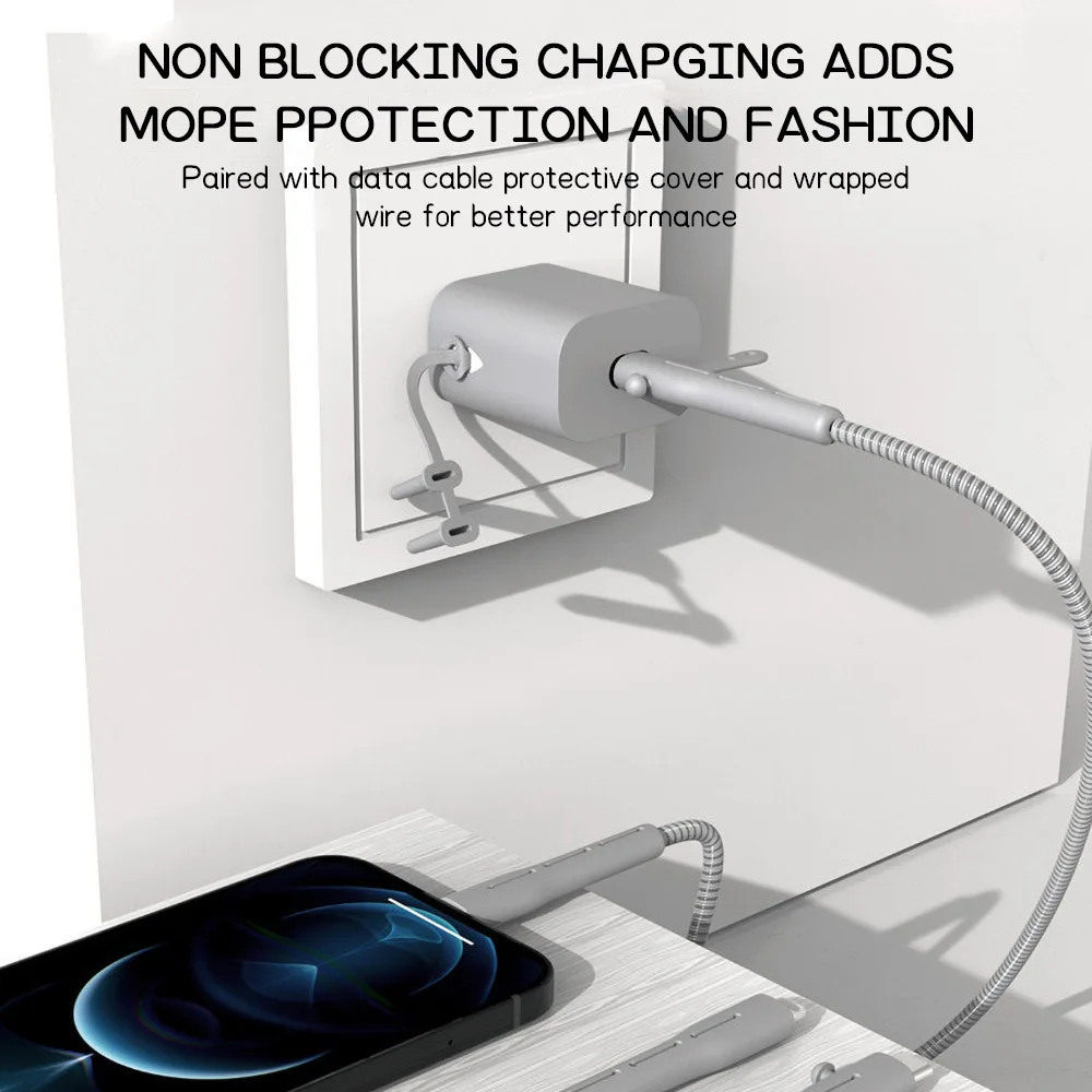 Data Cable Protector Anti-break Cable Connector Cover for iPhone Android Data Cable Simple Practical Anti-Drop Design Protection