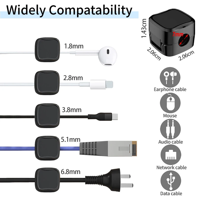 Cable Organizer Magnetic Self Adhesive Wire Management Cables Clips Cord Holder Desk Wires Keeper Holder
