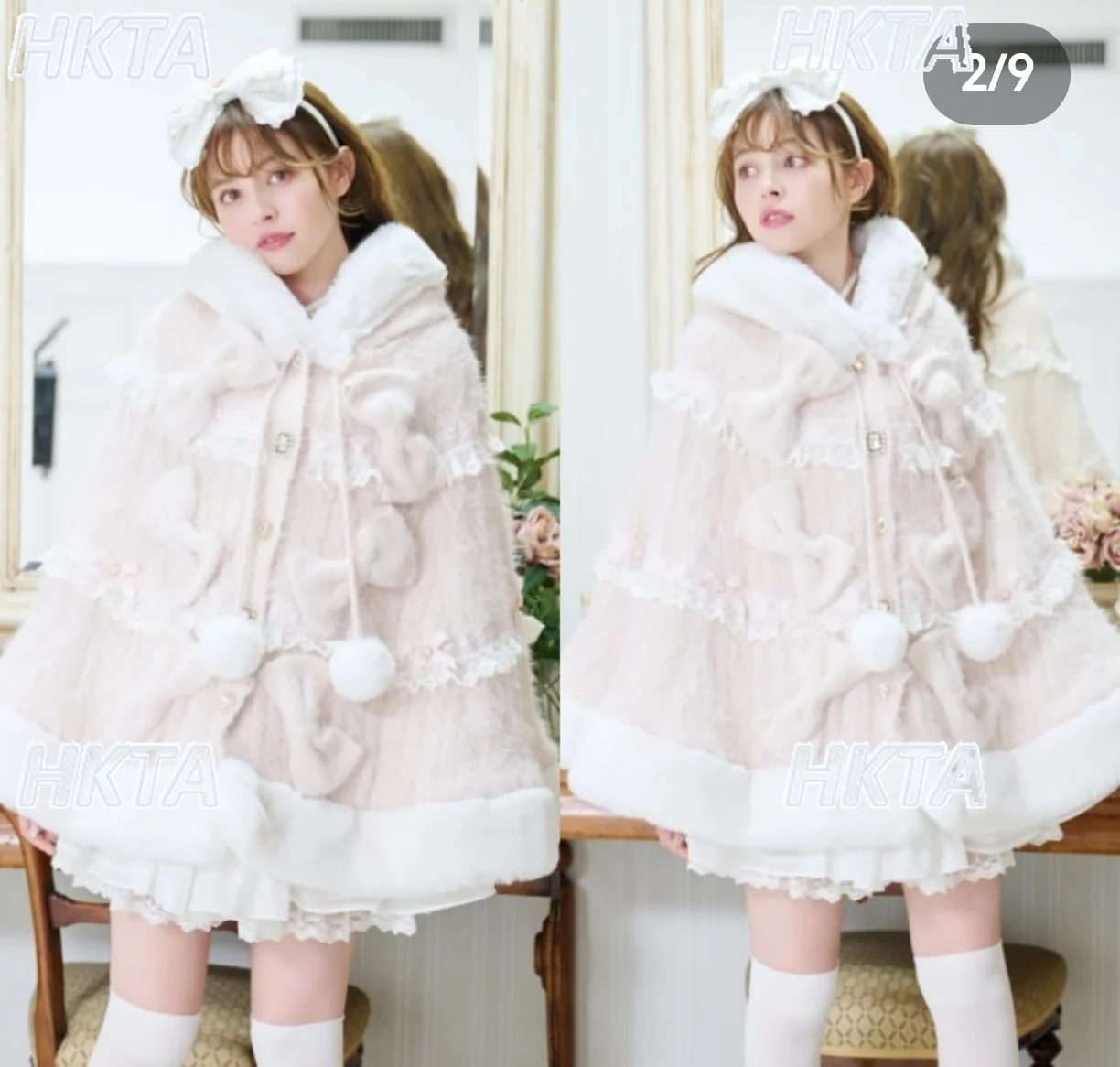 

2025 зимняя новая милая накидка-свитер с бантом, супер фея, толстая теплая мягкая вязаная накидка с капюшоном, пальто для женщин, одежда в японском стиле