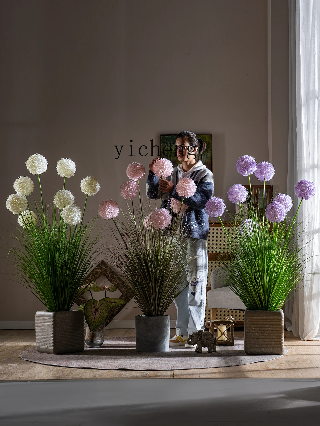 ZF-Simulation Hortensia Reed Enge Verdure Faux Arbres, Salon, Décoration au Sol