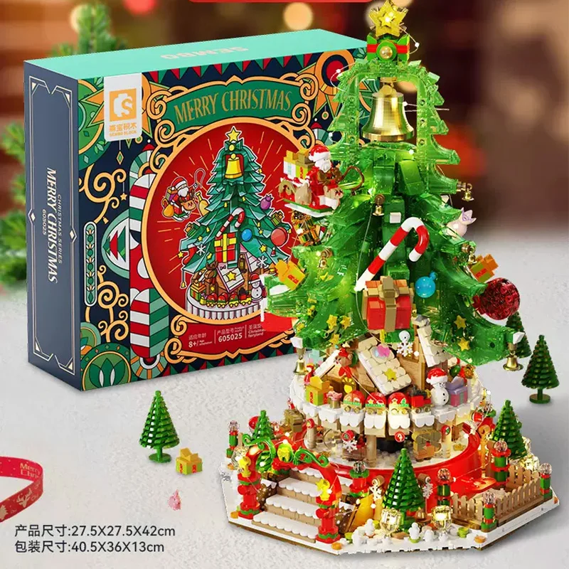 SEMBO 2963PCS Christmas Tree Building Blocks Santa Claus Xmas Puzzle Decoration Assembling Bricks Toys DIY For Kid Gift