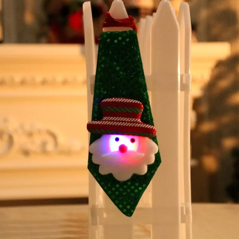 Christmas Decorations Christmas Light-Emitting Ties Adult Children\'s Gifts Creative Small Gifts Sequins Tie