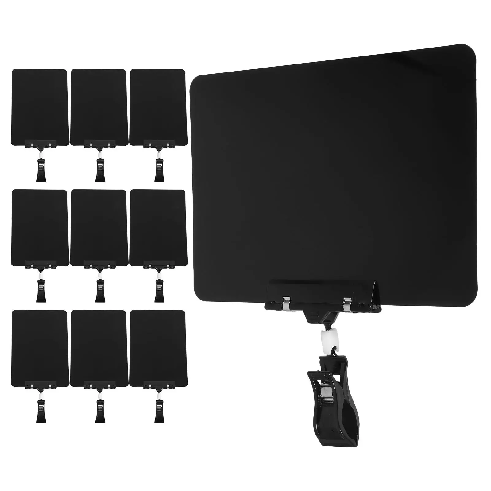 10sets-mini-black-sign-holder-clips-for-display-plastic-rotatable-price-tag-clips-erasable-message-board-for-supermarket-food