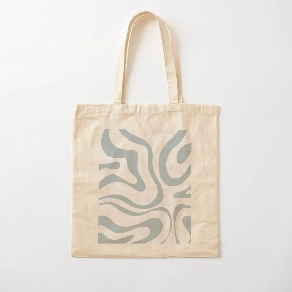 

Modern Retro Liquid Swirl Abstract Pattern in Light Blue-Grey and Cream Tote Bag Reusable bags hand bag ladies Canvas Tote Bag