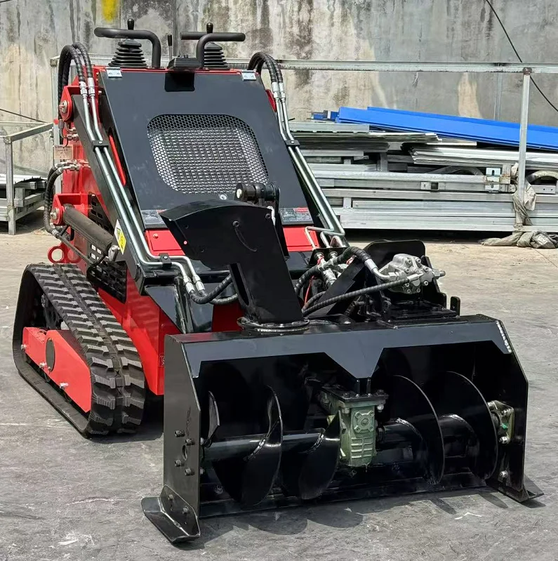 Mini Skid Steer Loader Attachments Diesel Gas Front End Loader Wood Grapple Brush Cutter Sweeper Snow Blower