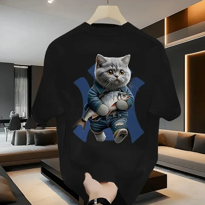 

Pure Cotton Sweat-absorbing Fashionable Slimming Round-neck T-shirt, Light Luxury 2025 New Summer Men's Short-sleeved