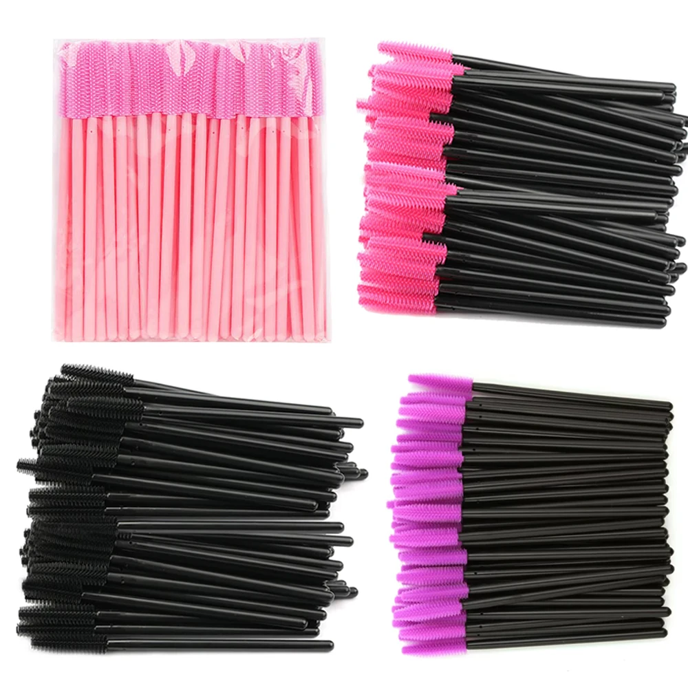 50/100pcs Eyelash Brush Disposable Silicone Eyelashes Brushes Mascara Wands Applicators For Woman Lash Eyebrows Makeup Tool