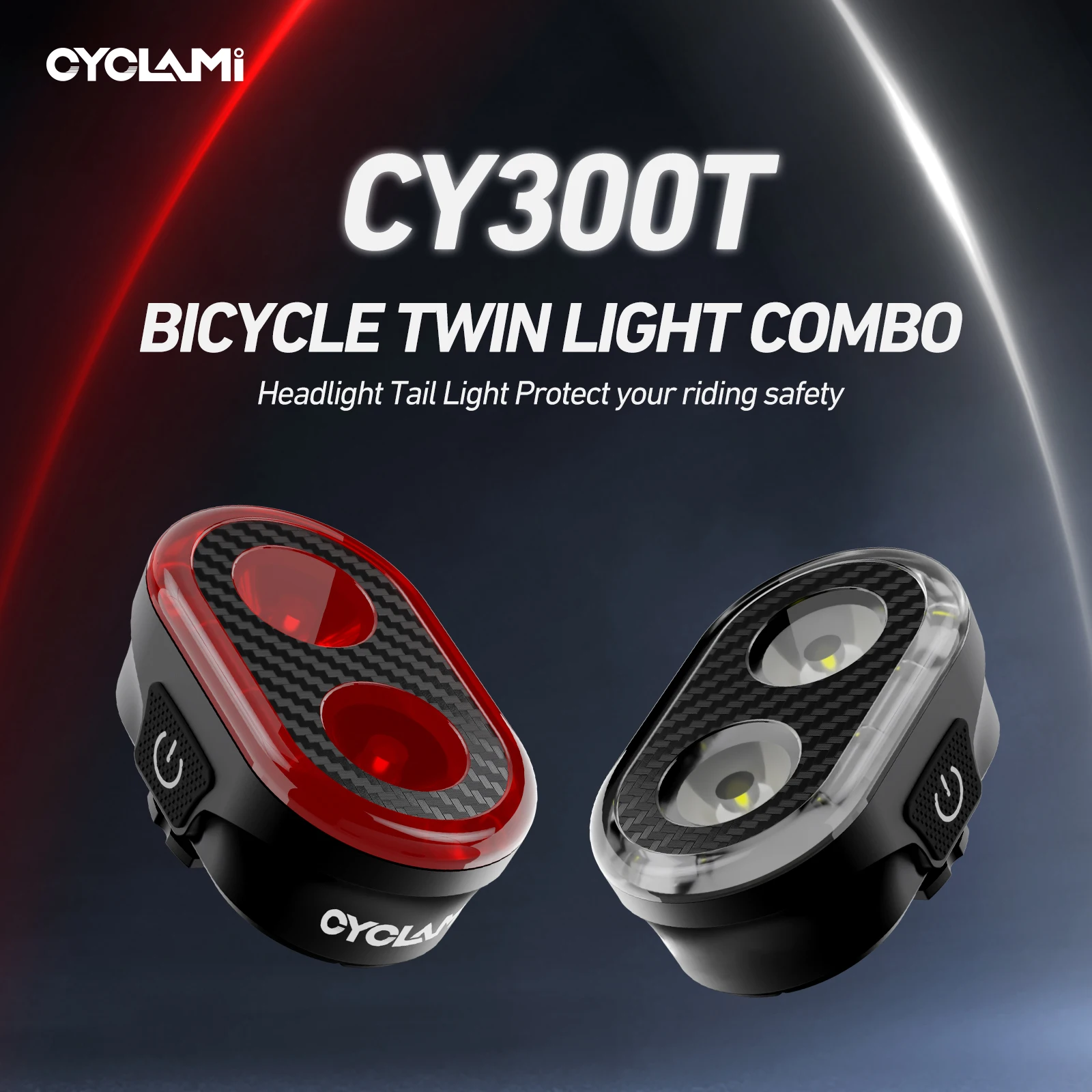 CYCLAMI CY300T Bicycle Front Rear Light Smart Brake Sensing Taillight Type-C Charging Waterproof MTB Road Bike Lights