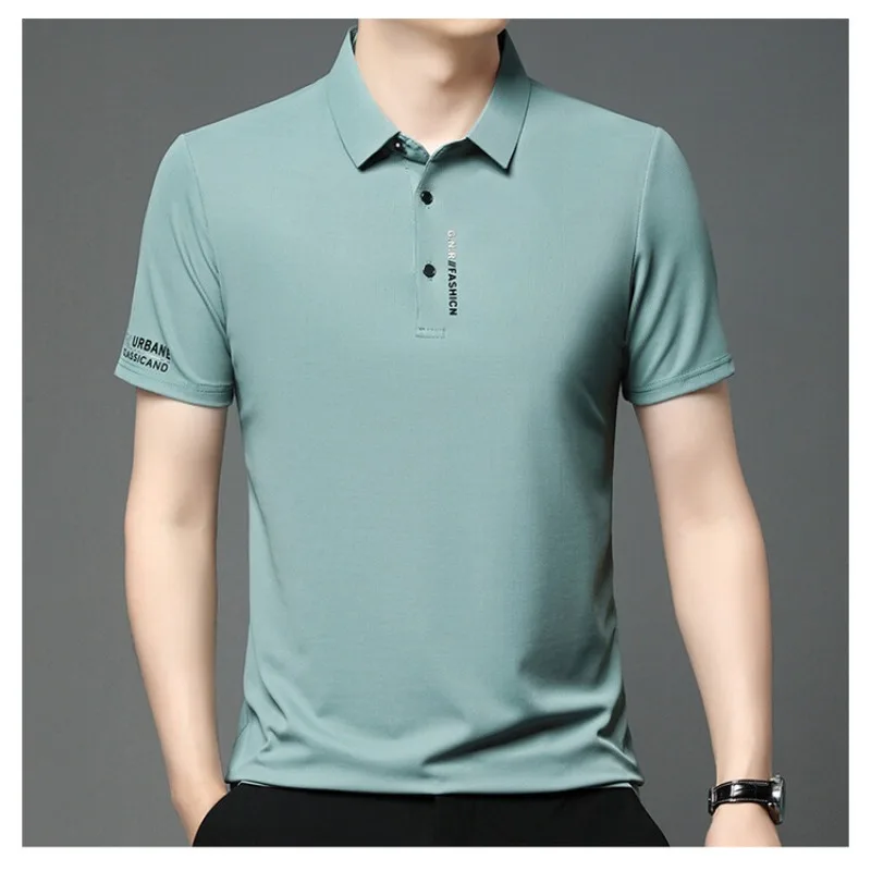 3D Cut Summer New Men's Casual Slim Fit Integrated with Flat Seam Lapel POLO Short Sleeves