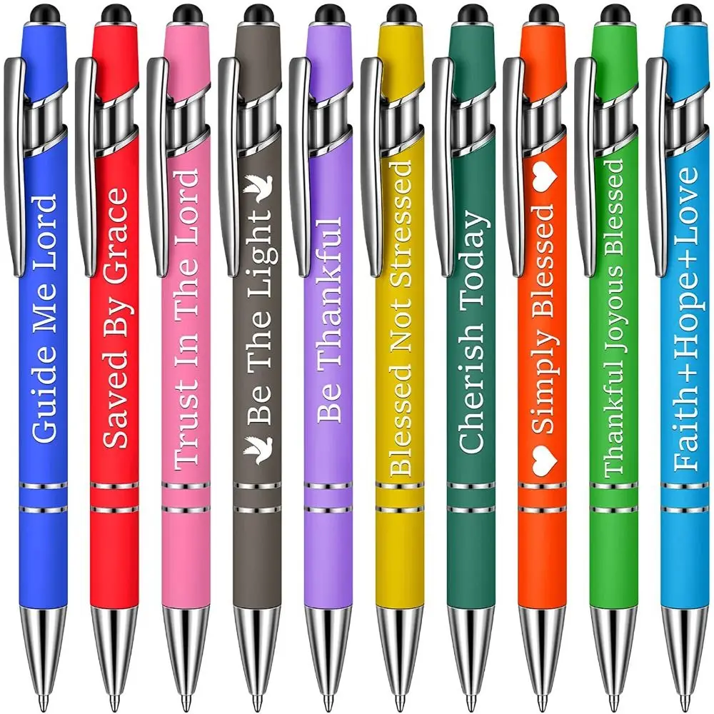 10pcs Personalized Metal Ballpoint Pen Customized Stylus Tip Condenser Pen Set Multi-purpose Diverting Metal Press Ballpoint Pen