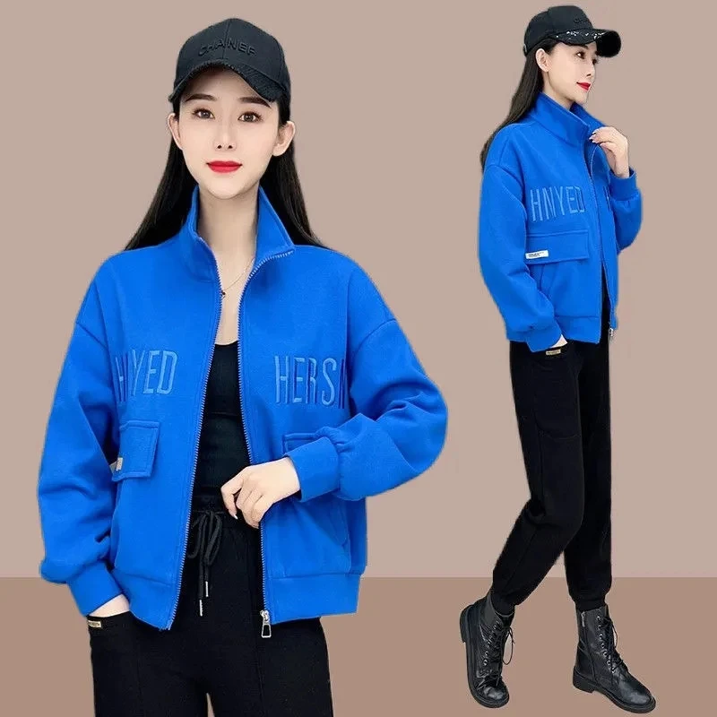 

New Spring Autumn Coat Female High End Age Reduction Loose Outerwear Zipper Pocket Ladies Jacket Fashion Leisure Women's Tops