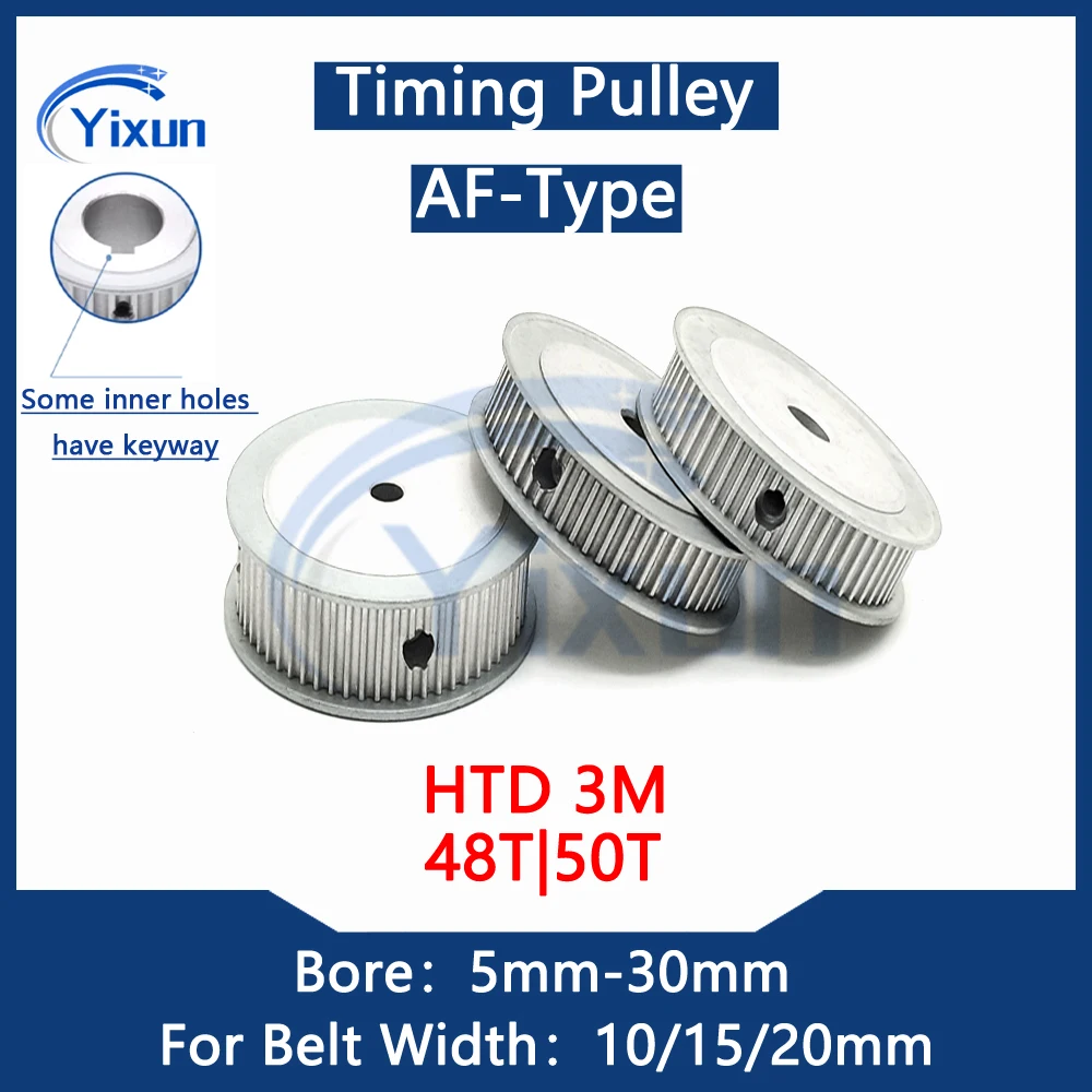 HTD 3M Timing Pulley 48T 50 Teeth Keyway Bore 5mm-30mm For Belt Width 10/15/20mm 3M Synchronous Wheel 3M 50Teeth Gear Pitch 3mm