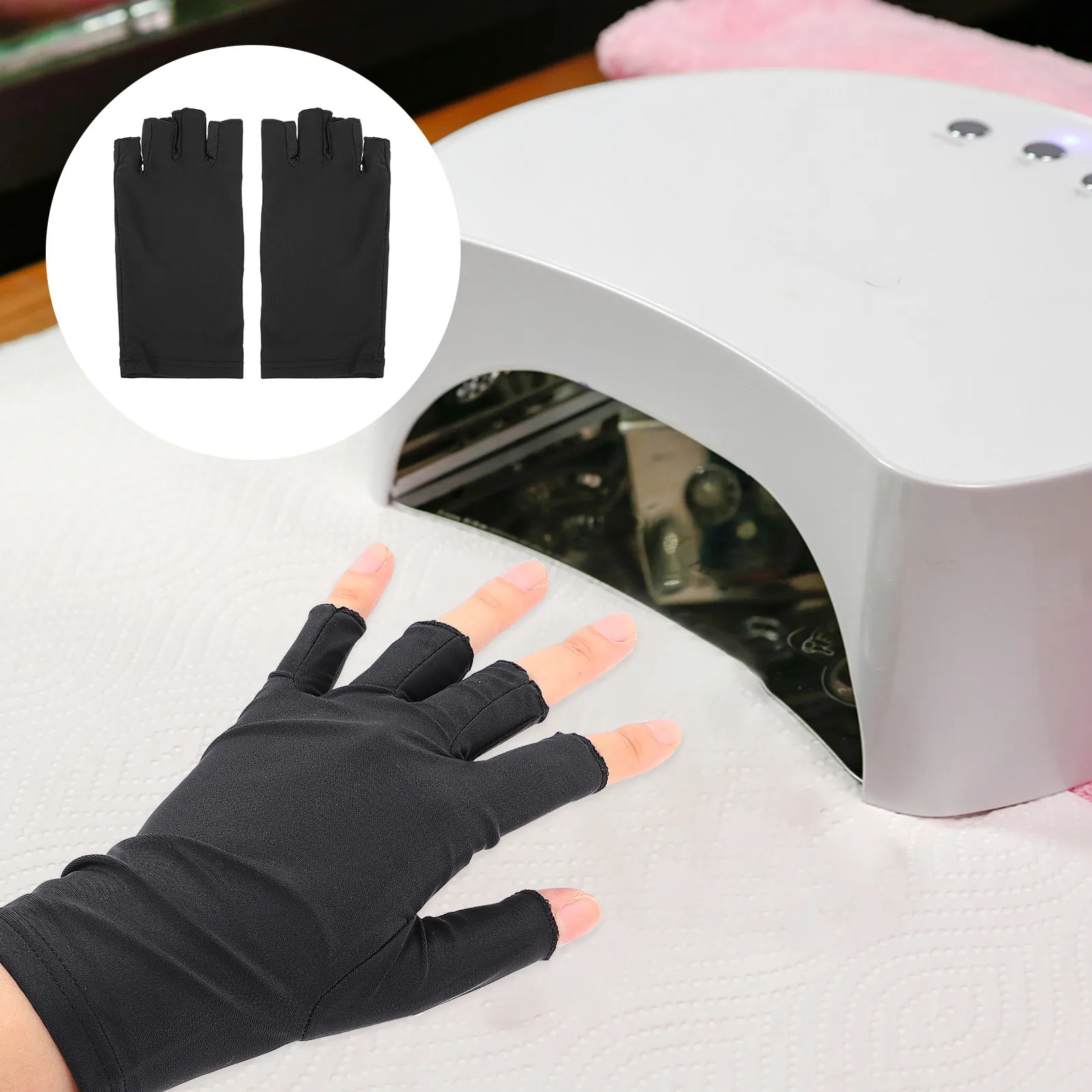 

1Pair Anti-Uv Manicure Gloves Uv Shield Fingerless Gloves for Gel Nail Drying Sun Protection Outdoor Fishing Cycling Hiking