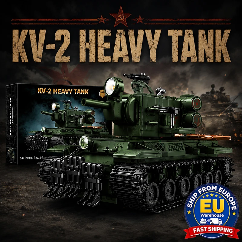 Ensemble de construction MOC de char lourd KV-3, briques de guerre militaires, modèle de véhicule blindé de combat, jouets DIY, cadeaux de Noël pour adultes, 2000+ pièces