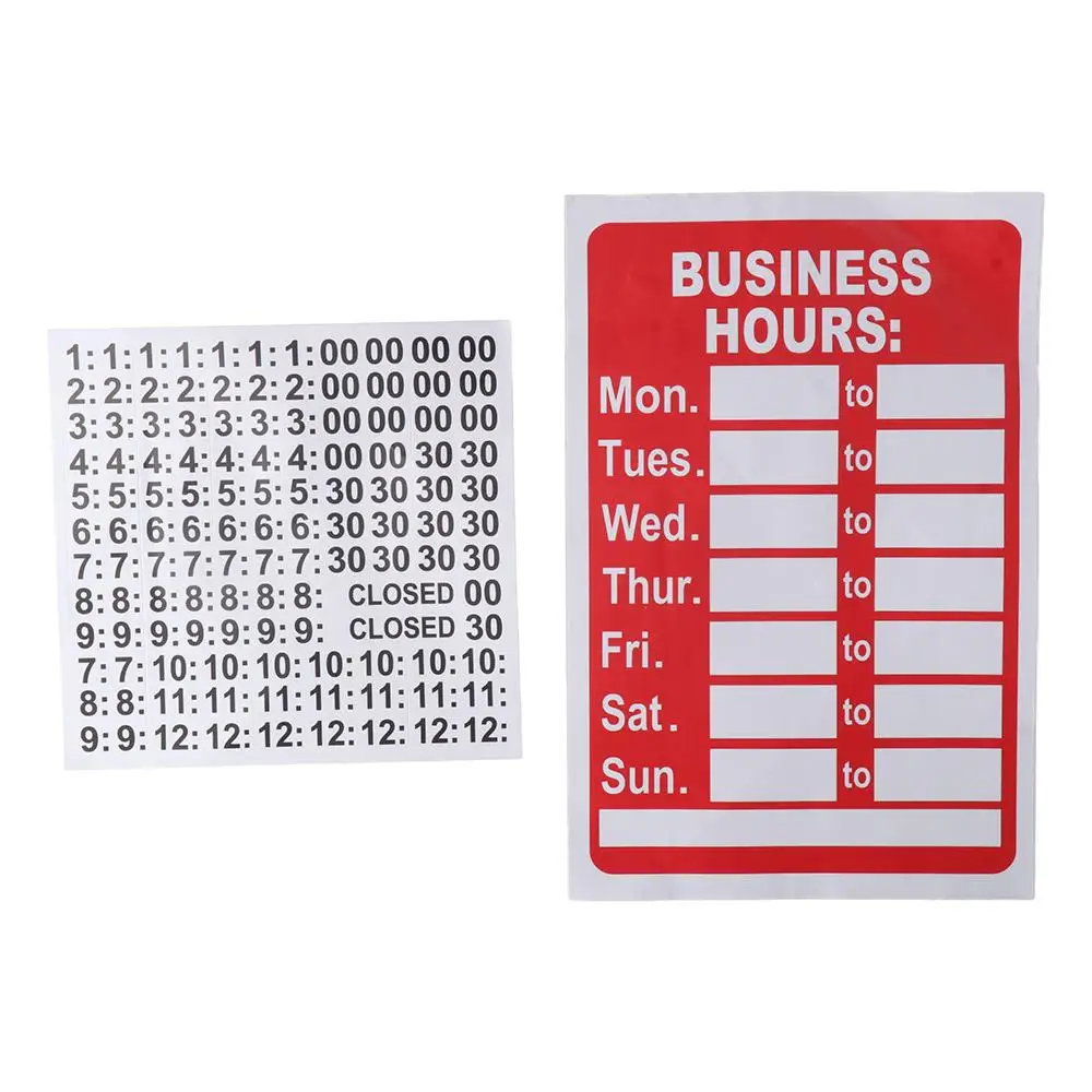 Sticker Business Store or Office Open Signs Waterproof Business Hours Sign Sunscreen