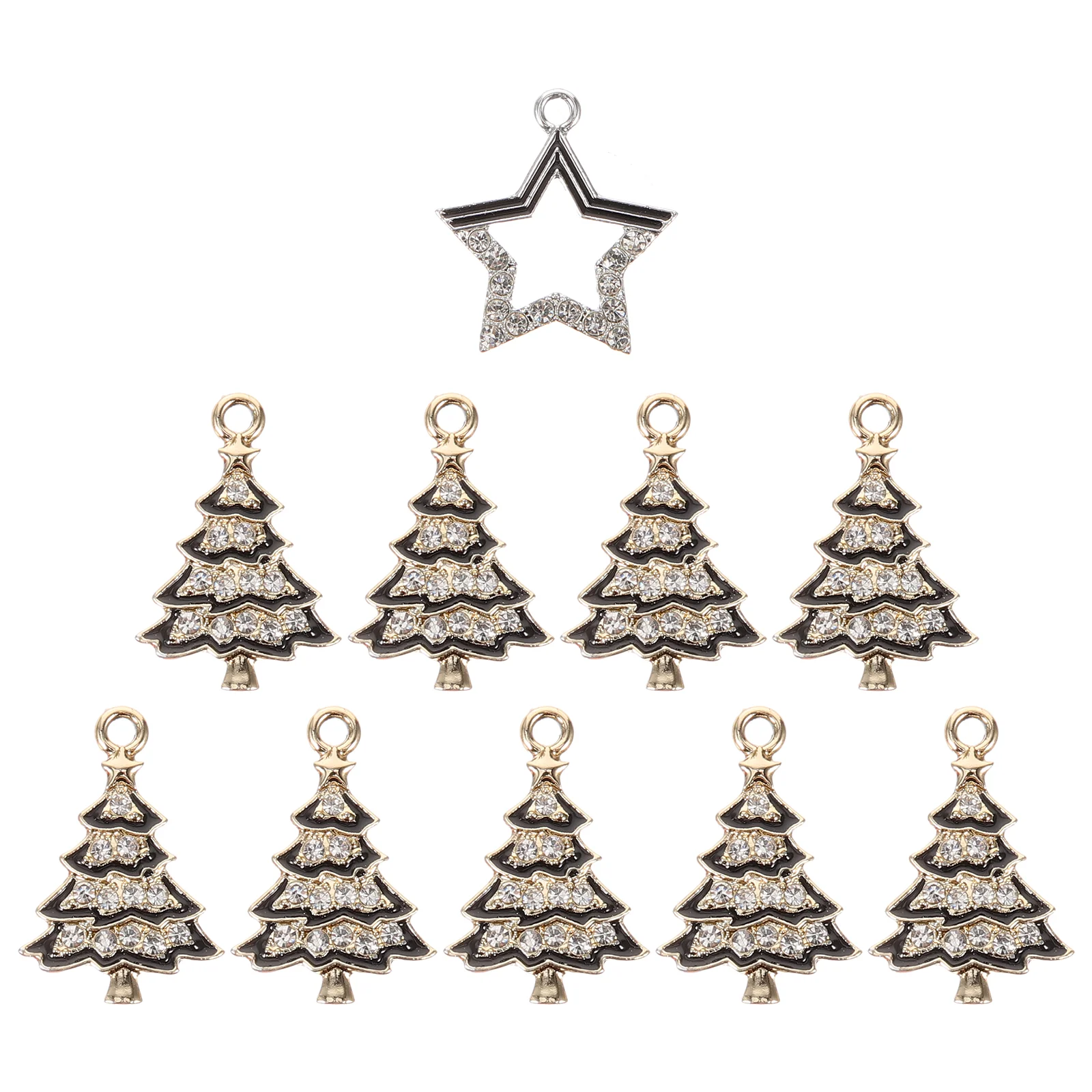 10 Pcs Christmas Tree Ornaments Xmas Charms for Jewelry Making Metal Accessories
