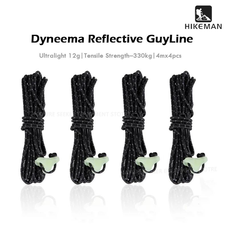 HIKEMAN 4Pcs Dyneema Guyline Ultralight Reflective Guy Line Camping Tent Guy Rope Outdoor Camping Hiking Gear Accessories