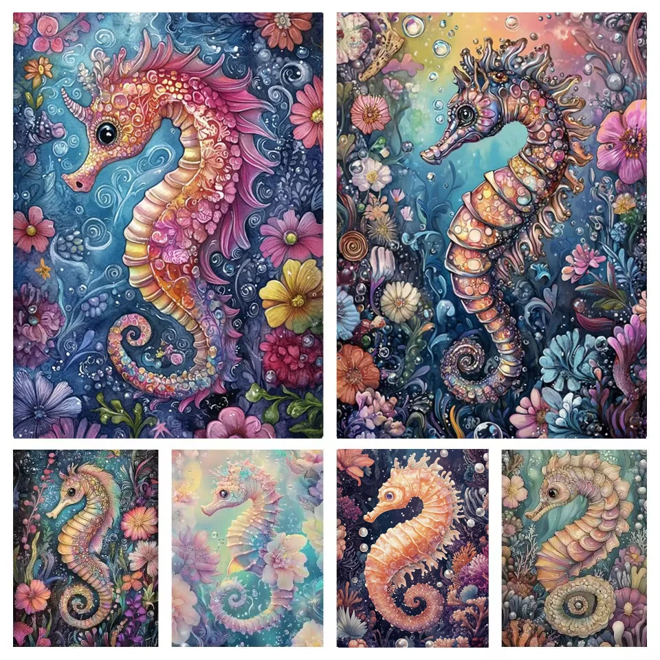 

Diamond Painting Seahorse Cross Stitch Embroidery Animal Rhinestones Picture Seaside Mosaic New Arrival Handicraft