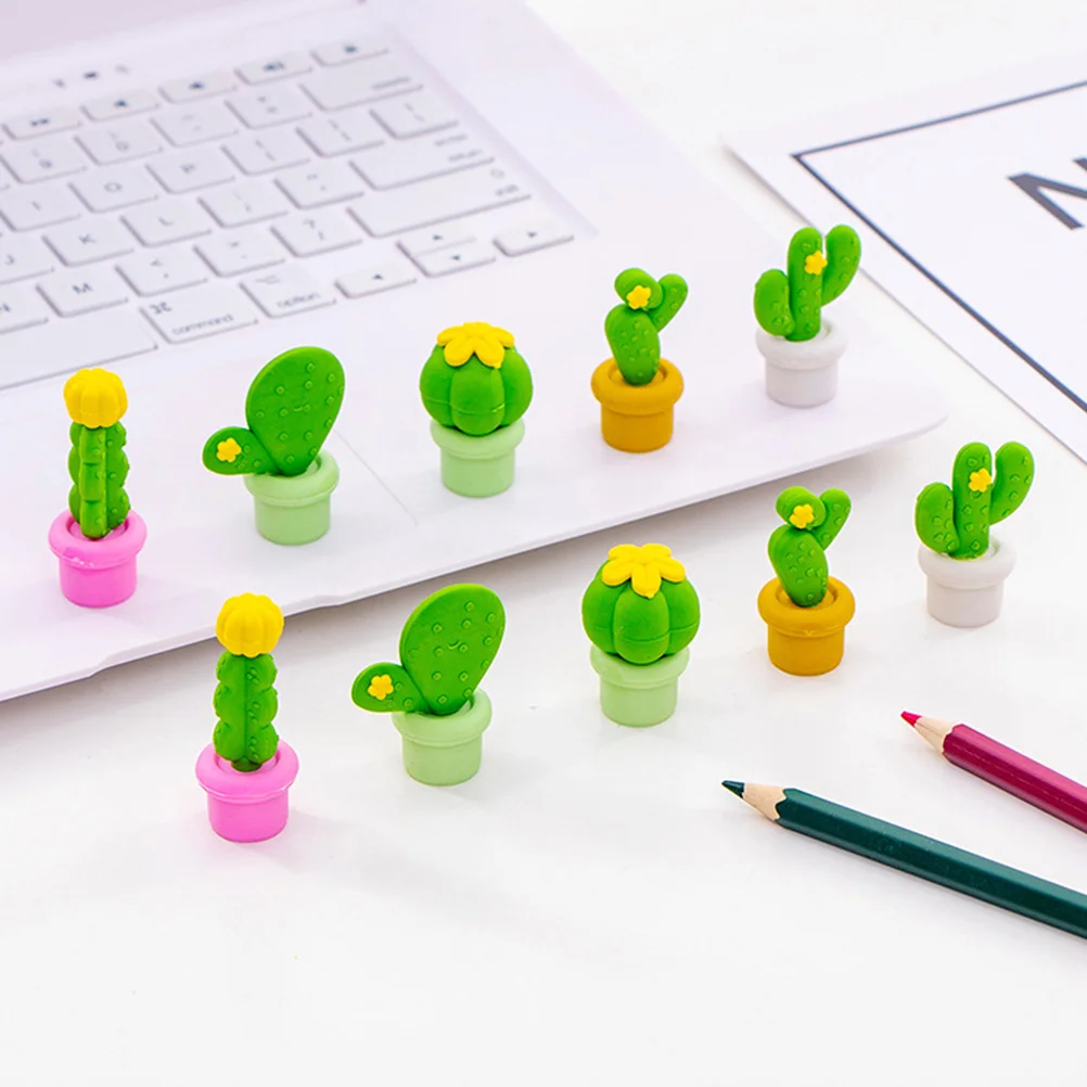 15 Pcs Eraser Set Cactus Erasers Unique Student Cute School Supplies Bulk Pack Lovely Eco- Shaped Stationery