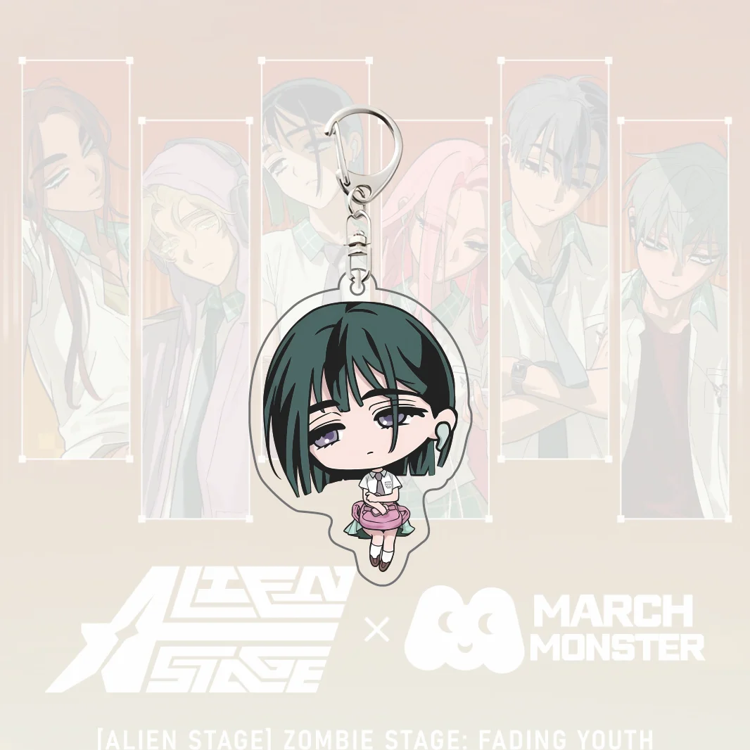 Acrylic Keychain: Alien Stage Zombie Stage, Till Ivan Mizi Cute Chibi Fading Youth Keyring, Spooky Halloween Anime Bag Accessory