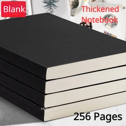 128 Sheets Thickened Black Card Straight Back Horizontal Notebook Cowhide Notepad Student Square Blank Planner  Agenda  Cute