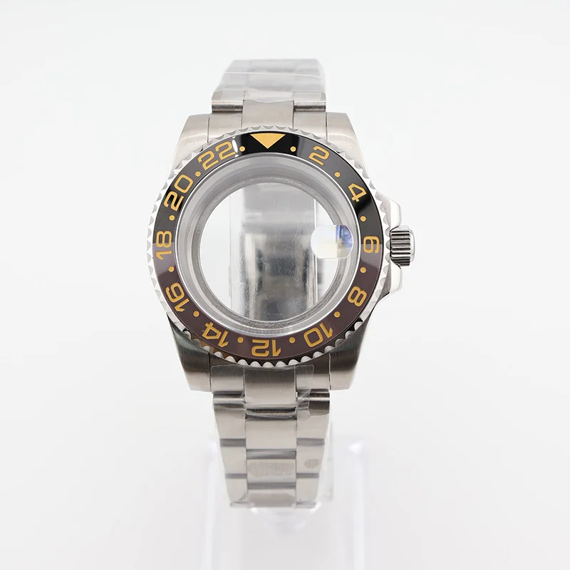 40MM Black Watch Cases NH35 GMT for NH34/NH36 Seiko Mod Complete Kit Men's Watches Movement Replacement Parts