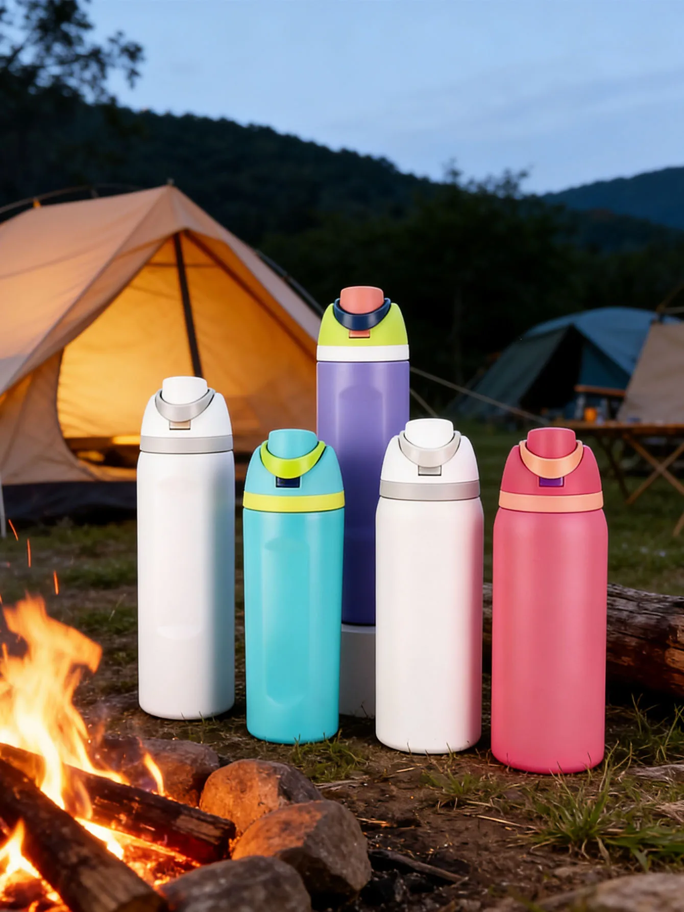 Vaso aislado de acero inoxidable 304, vaso multiusos para frutas, vaso portátil de gran capacidad con tapa abatible para deportes y escalada.