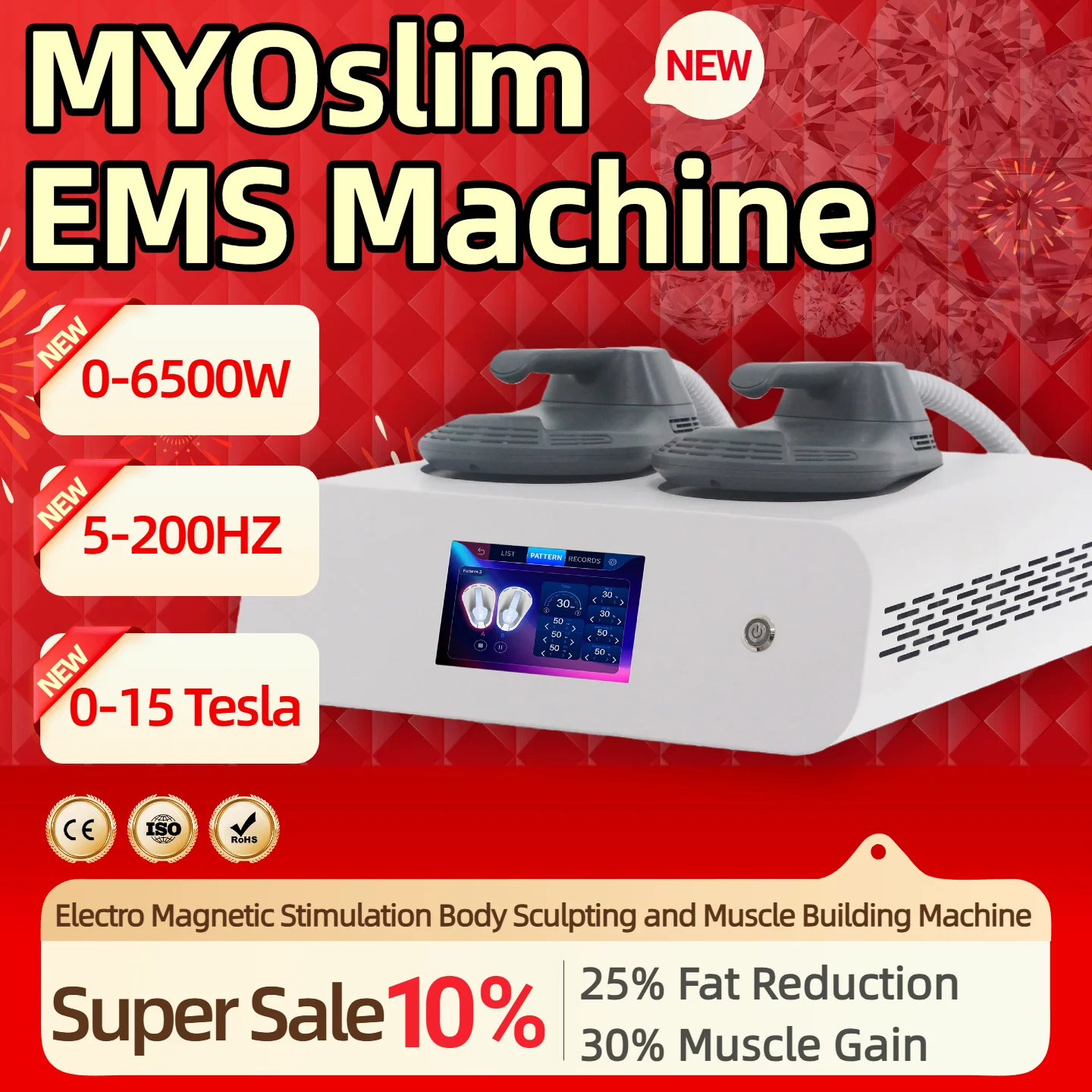 

MYOslim EMS Neo Body Sculpting Weight Loss And Muscle Building HIEMT 2/4/5 Handles RF Slimming Machine