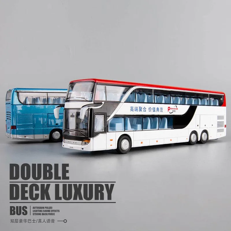 Children\'s Bus 1:32 Alloy Bus Toy Double Decker Bus Model Simulation Children\'s Car Sightseeing Bus Toy Car Gift