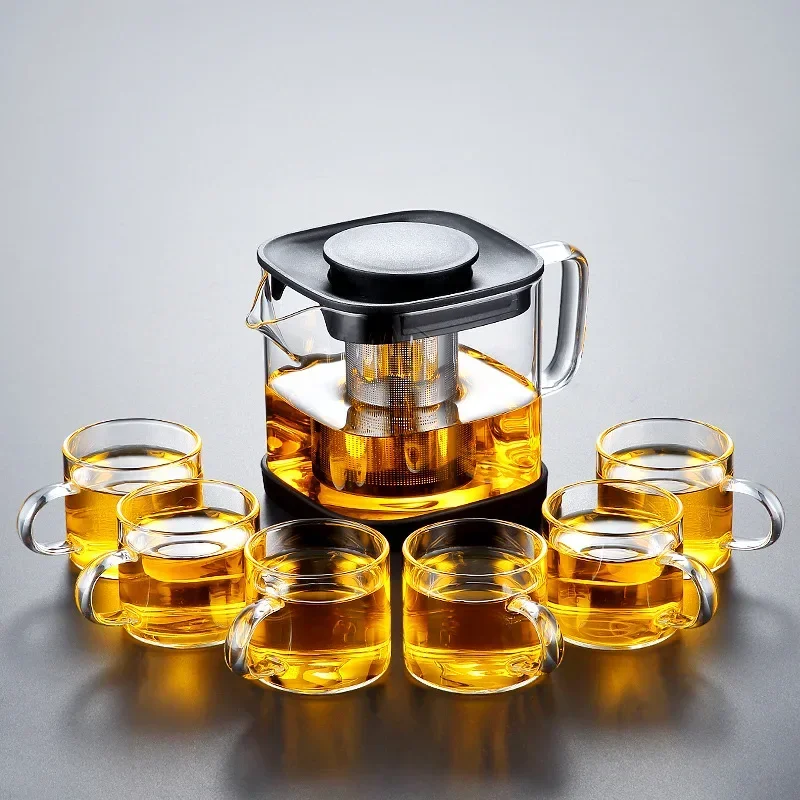 High boron glass teapot household transparent elegant cup filter liner tea maker tea separation teacup set Kung Fu tea set