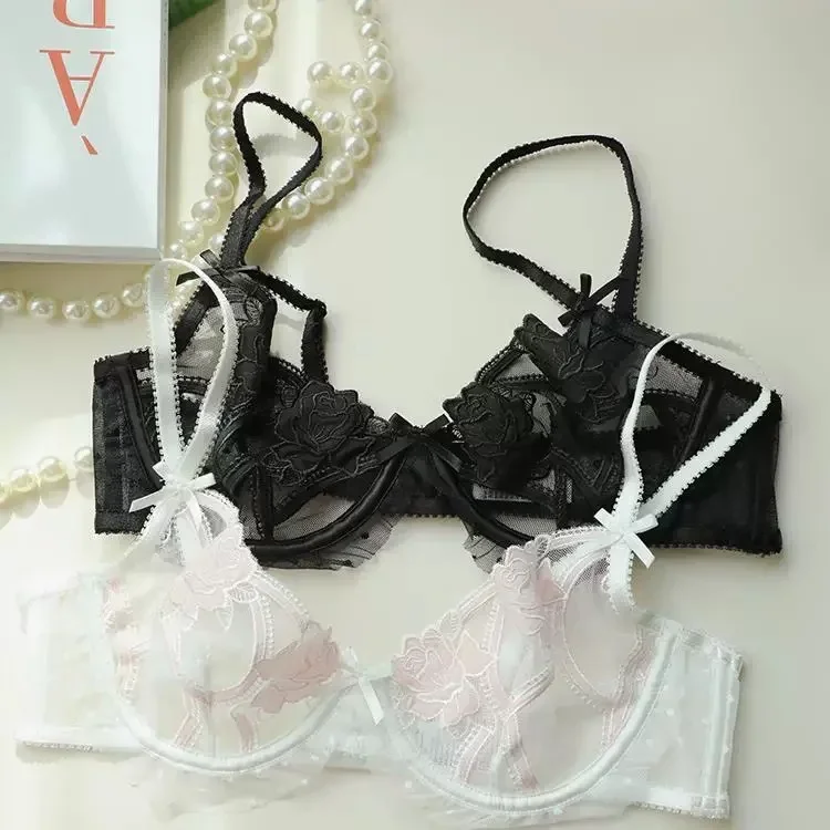 Women See Through Sexy Bra Set Thin Lingerie Underwear Thong Micro Bikini Elegant Ladies Bra and Panty Set