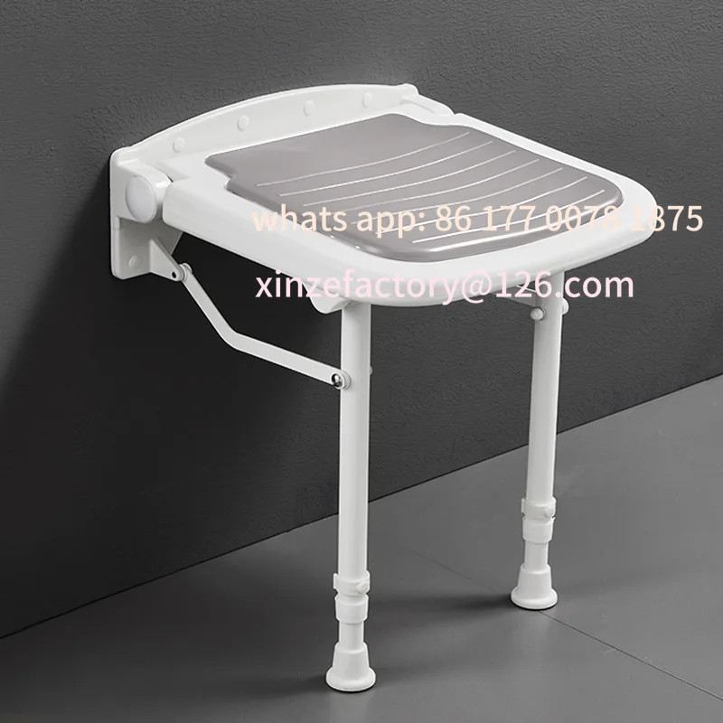 Customizable Wall Folding Stool Anti-Slip Shower Bench  for Elderly Space-Saving Toilet Sitting Bench Alloy Bathroom