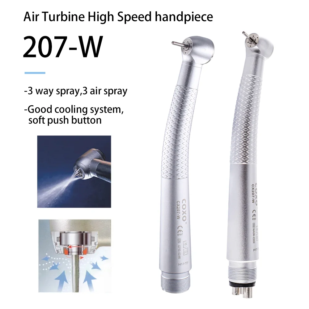 COXO CX207-W Dental High-Speed Handpiece Air Turbine Tooth Cleaning Machine Whitening Equipment 3way Spray Handpiece Dental Tool