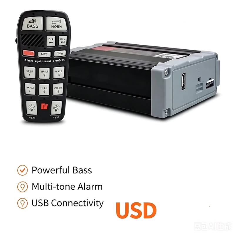 horn siren for car High-power car alarm horn 300W MP3 wireless controllcar alarm horn with call 12V car  Fire Siren - view 3