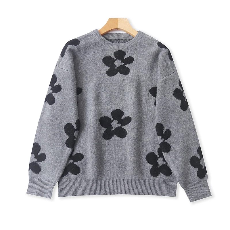 

Утепленный вязаный свитер с круглым вырезом и застежкой на крючок, модный повседневный свободный теплый пуловер для женщин, осенне-зимняя новинка