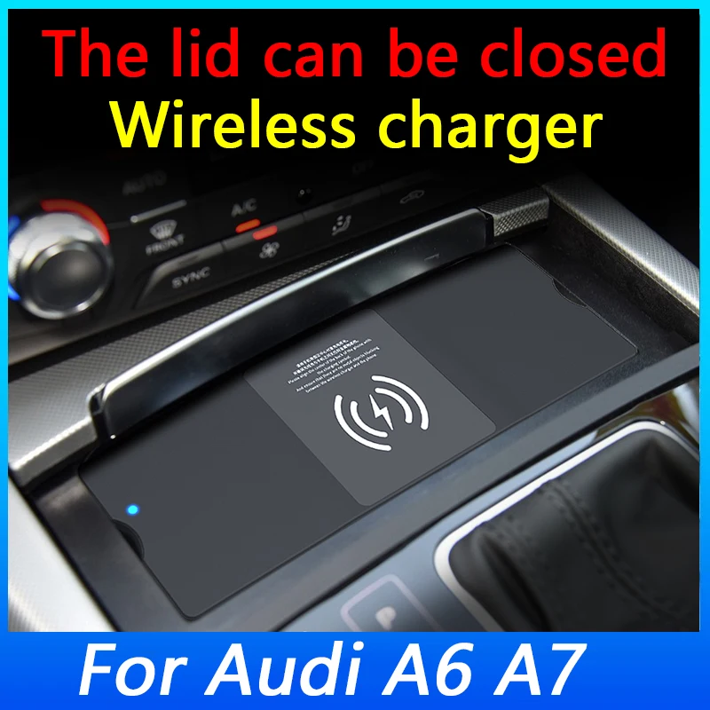 LOYEUANR dla Audi A6 C7 A7 S6 RS6 S7 RS7 Bezprzewodowa ładowarka samochodowa 15W Szybkie ładowanie Bezprzewodowe ładowanie Gniazdo karty Ładowarka