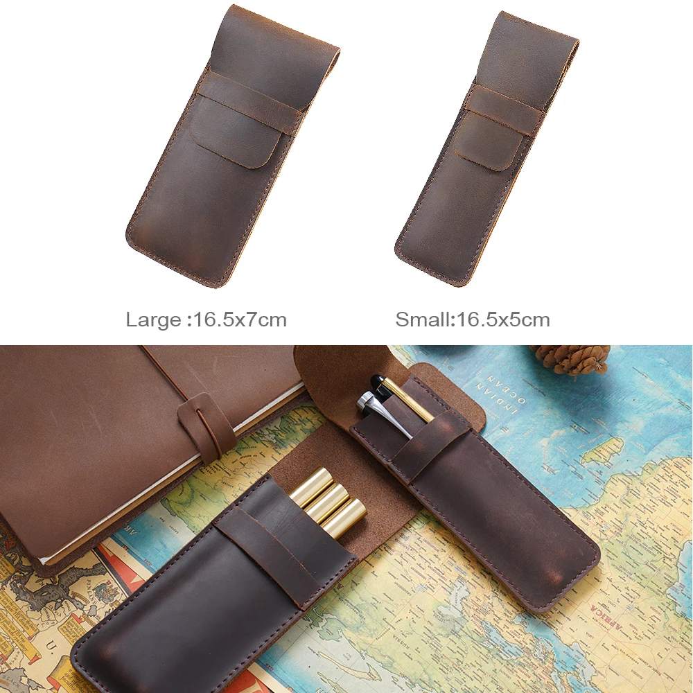 AIGUONIU Quick Shipping Pen Case Holder Genuine Leather Fountain Custom Logo Multi Pens Pouch Pen Protective Sleeve Cover